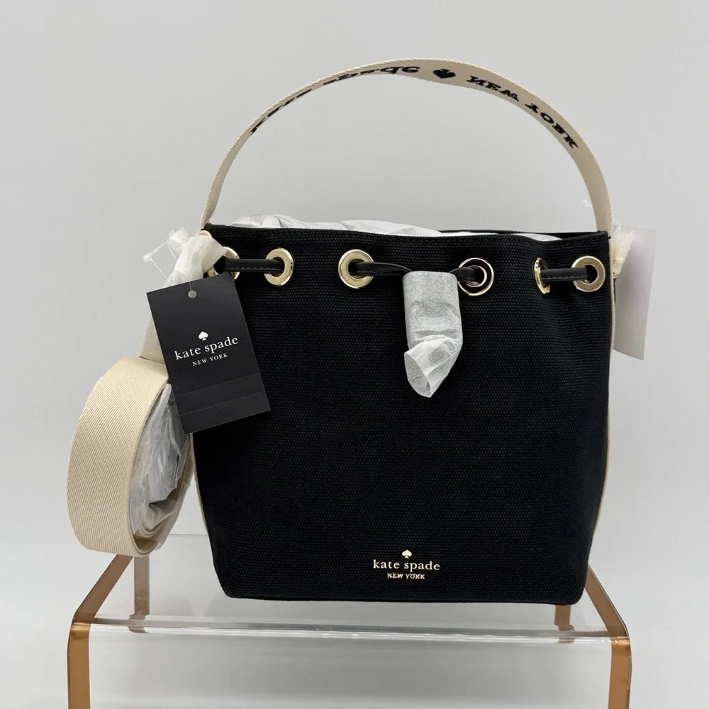 Kate Spade Kip Canvas Bucket Bag Black - Picture 1 of 15